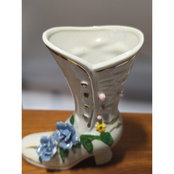 Vintage Ceramic Decorative Shoe/Boot with Flowers 4"x2"x5" tall - Picture 7 of 8